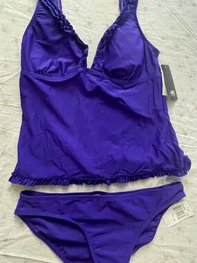 ABS Allen Schwartz Purple Tankini Bikini Set
